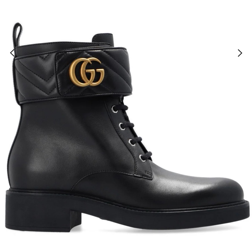 Gucci Logo Plaque Lace-Up Ankle Boots - SZ 39.5 - New with box